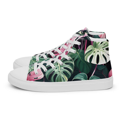 Monstera Leaf High Top Canvas Shoes | Tropical Plant Lover Sneakers