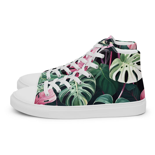Monstera Leaf High Top Canvas Shoes | Tropical Plant Lover Sneakers