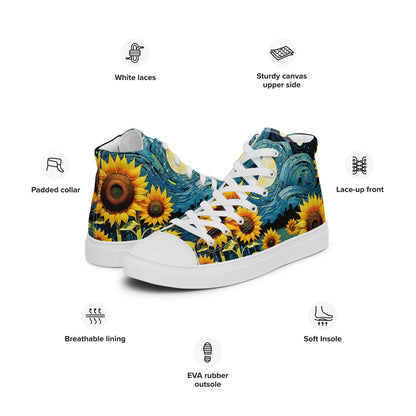 Sunflower High Top Canvas Shoes | Cheerful Floral Sneakers