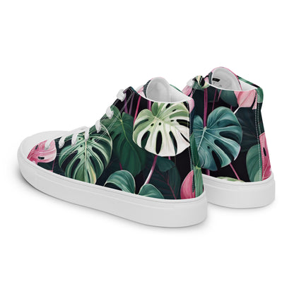 Monstera Leaf High Top Canvas Shoes | Tropical Plant Lover Sneakers