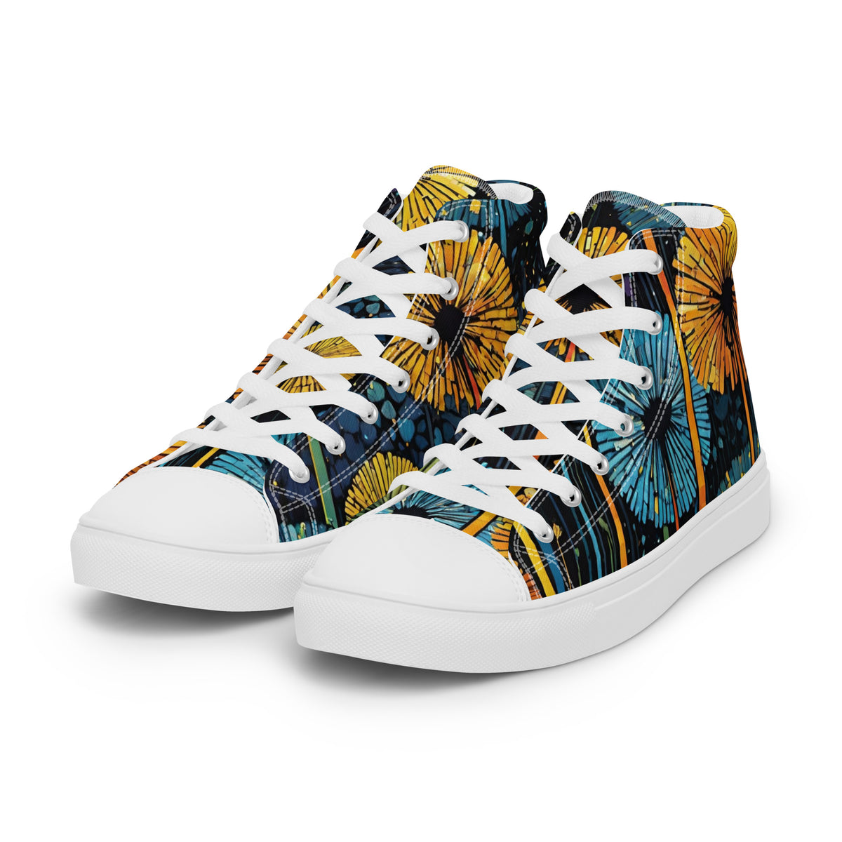 Dandelion Wish High Top Canvas Shoes | Hand-Drawn Botanical Sneakers