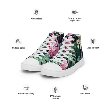 Monstera Leaf High Top Canvas Shoes | Tropical Plant Lover Sneakers