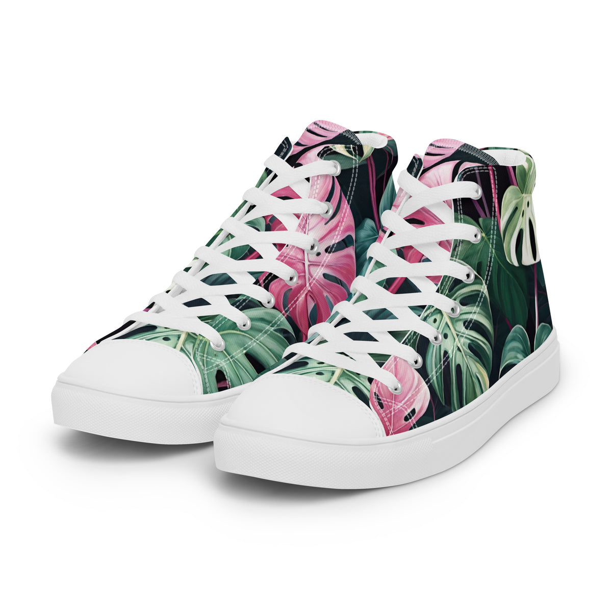 Monstera Leaf High Top Canvas Shoes | Tropical Plant Lover Sneakers