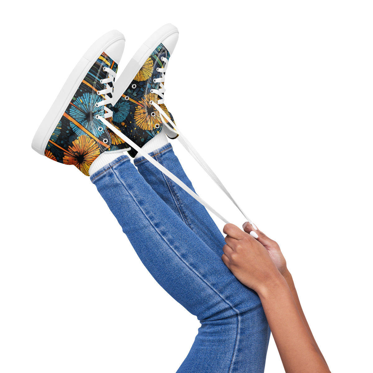 Dandelion Wish High Top Canvas Shoes | Hand-Drawn Botanical Sneakers