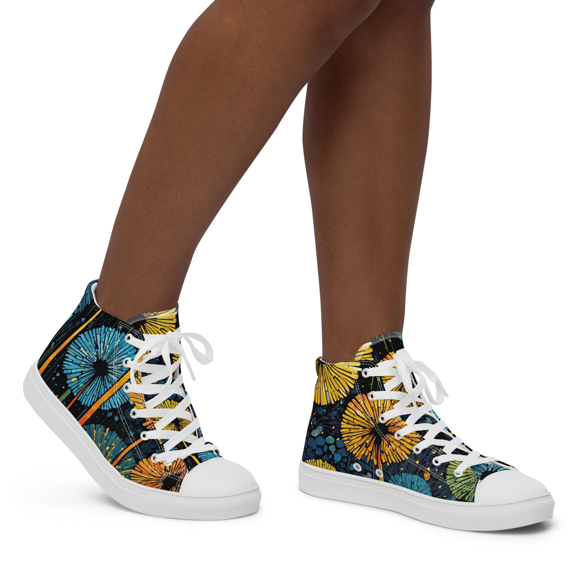 Dandelion Wish High Top Canvas Shoes | Hand-Drawn Botanical Sneakers