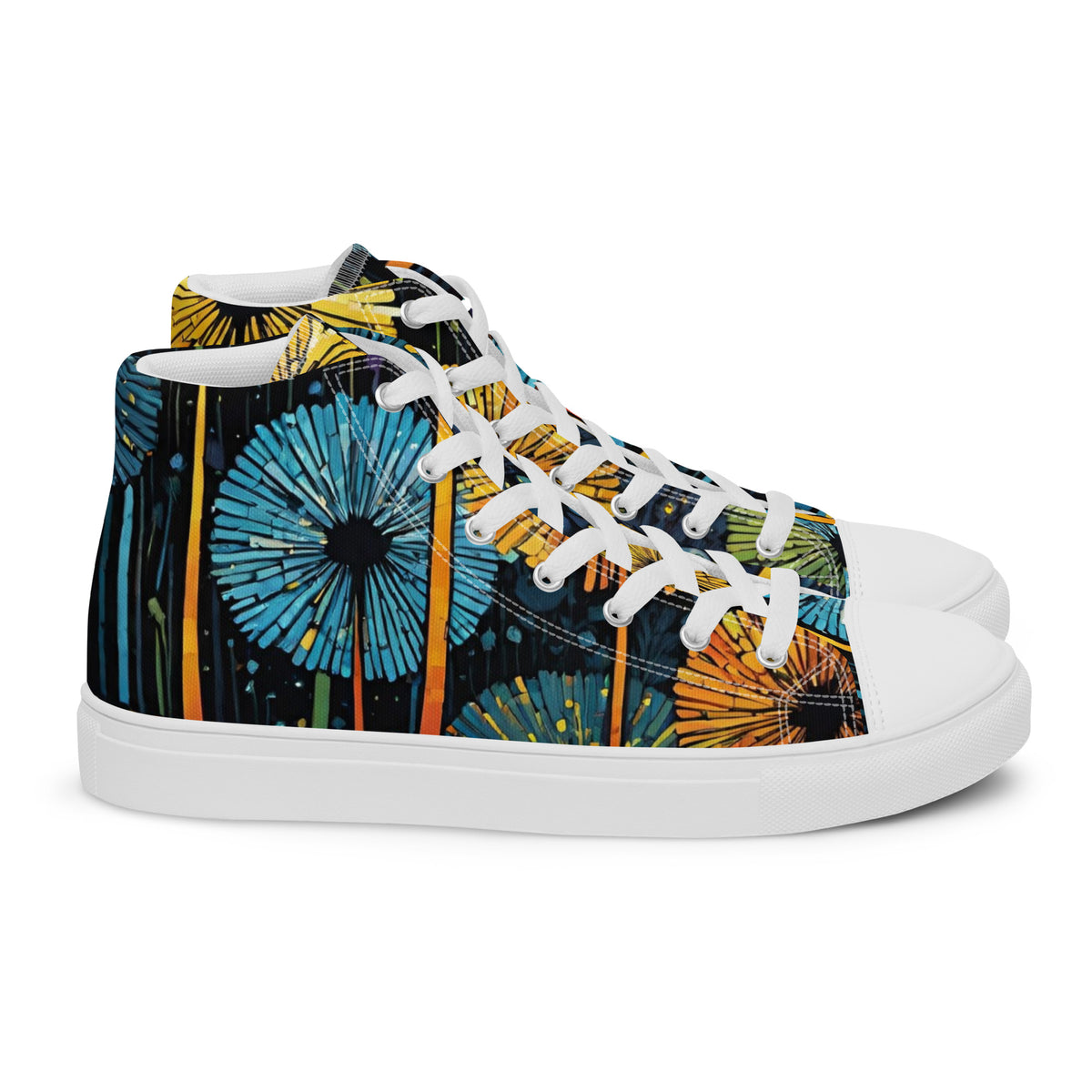 Dandelion Wish High Top Canvas Shoes | Hand-Drawn Botanical Sneakers
