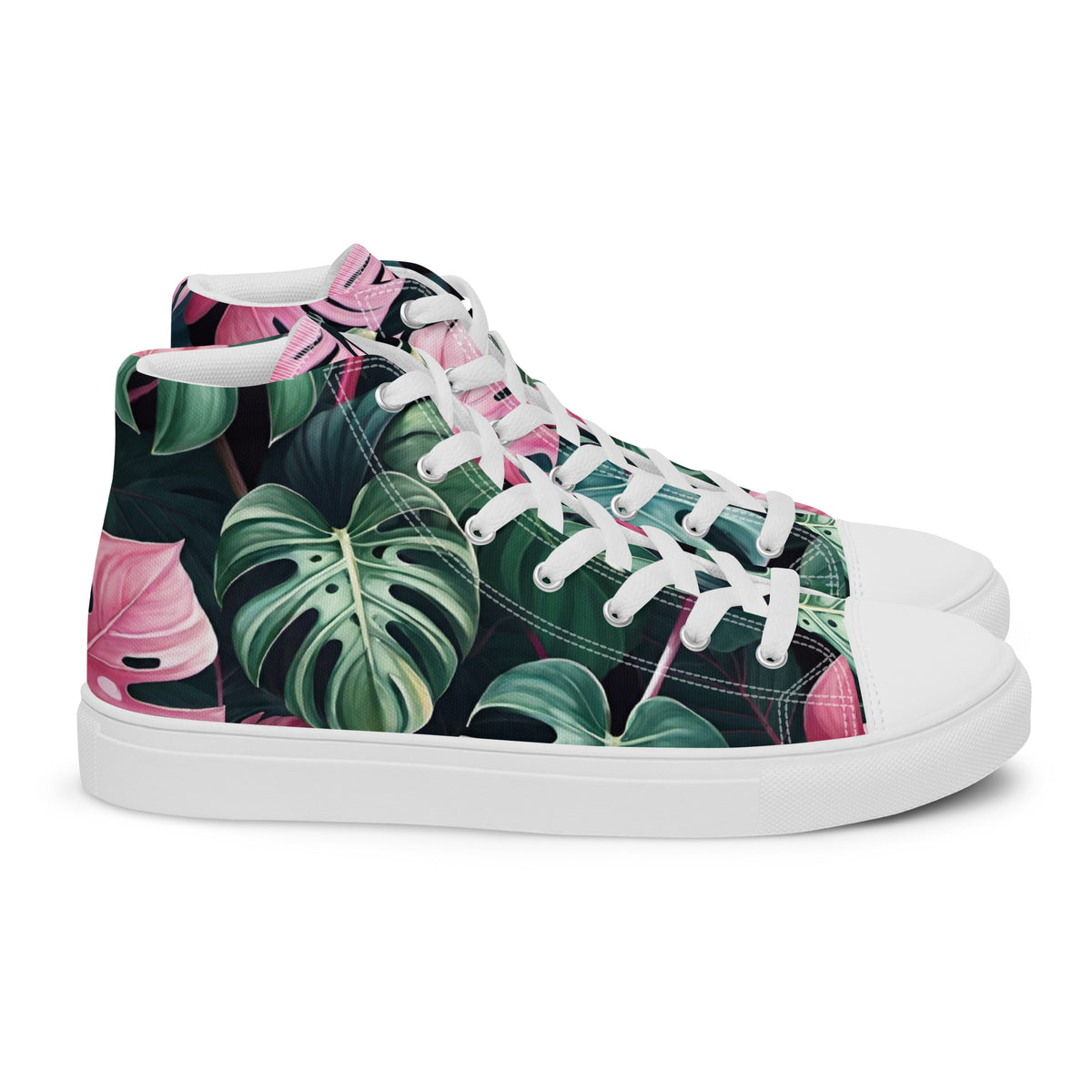 Monstera Leaf High Top Canvas Shoes | Tropical Plant Lover Sneakers