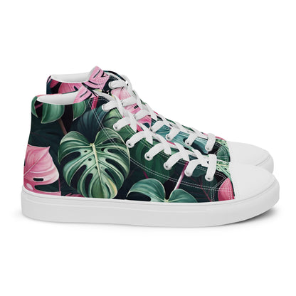 Monstera Leaf High Top Canvas Shoes | Tropical Plant Lover Sneakers