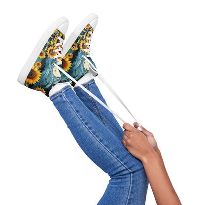 Sunflower High Top Canvas Shoes | Cheerful Floral Sneakers